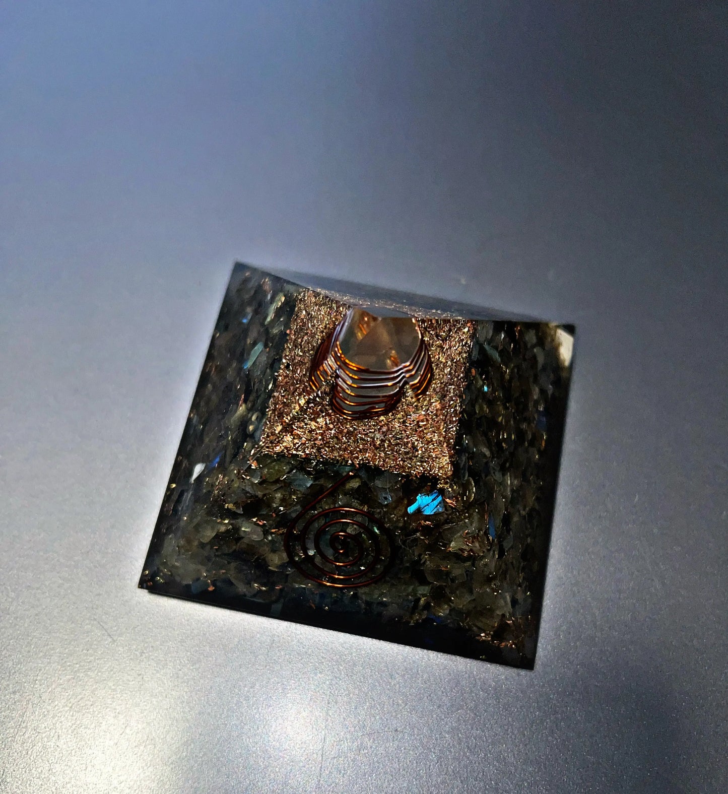 Labradorite Sigil Copper Charged ⚡️Orgone Crystal Generator | Pyramid