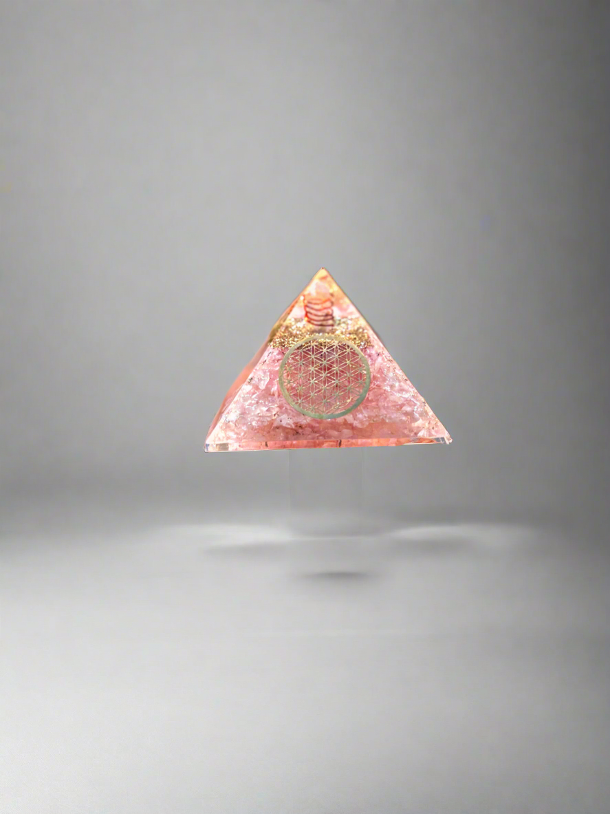 Rose Quartz Sigil Copper Charged Orgone Crystal Generator & Pyramid (Rare)
