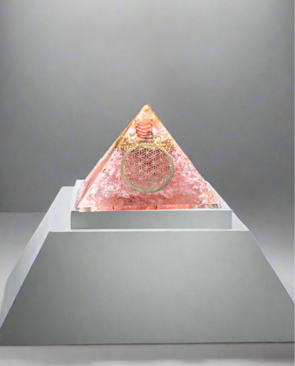 Rose Quartz Sigil Copper Charged Orgone Crystal Generator & Pyramid (Rare)