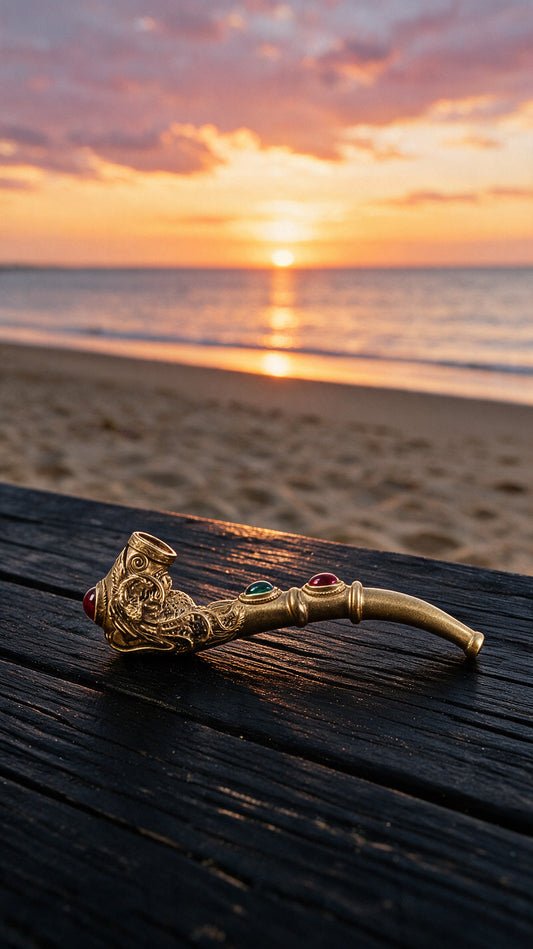 Sacred Dragon Meditation Pipe – With Ruby & Emerald Accents