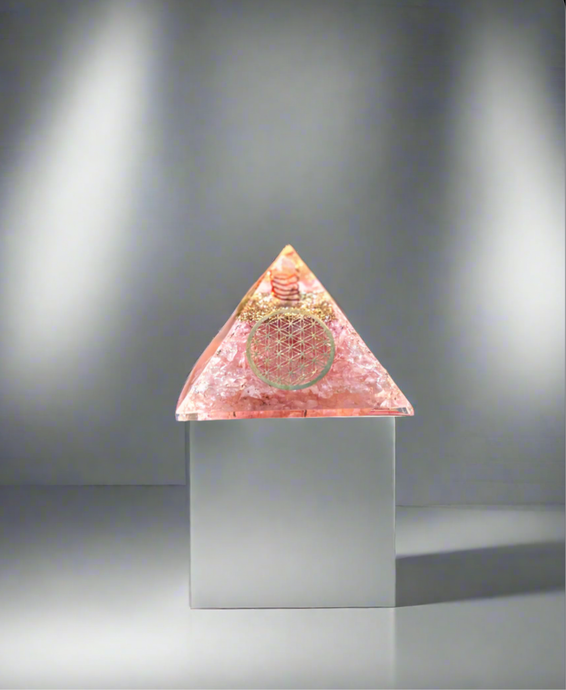 Rose Quartz Sigil Copper Charged Orgone Crystal Generator & Pyramid (Rare)