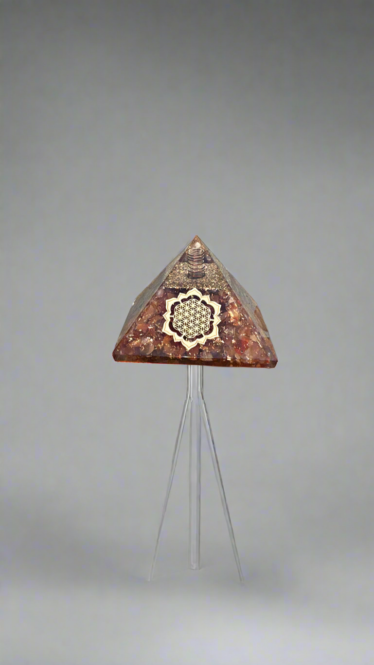 Carnelian Copper Charged Orgone Crystal Generator & Pyramid (Rare)