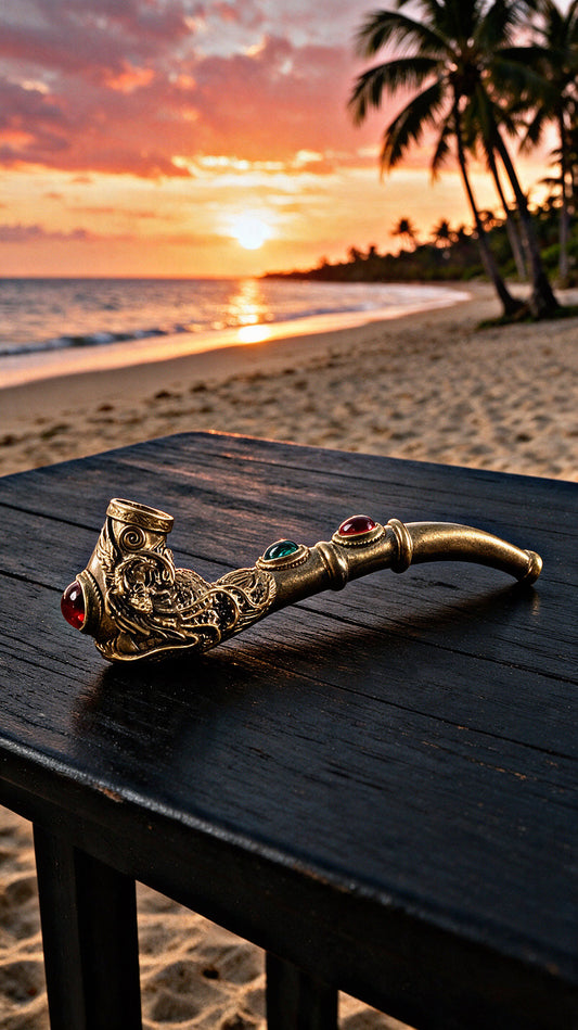 Sacred Dragon Meditation Pipe – With Ruby & Emerald Accents