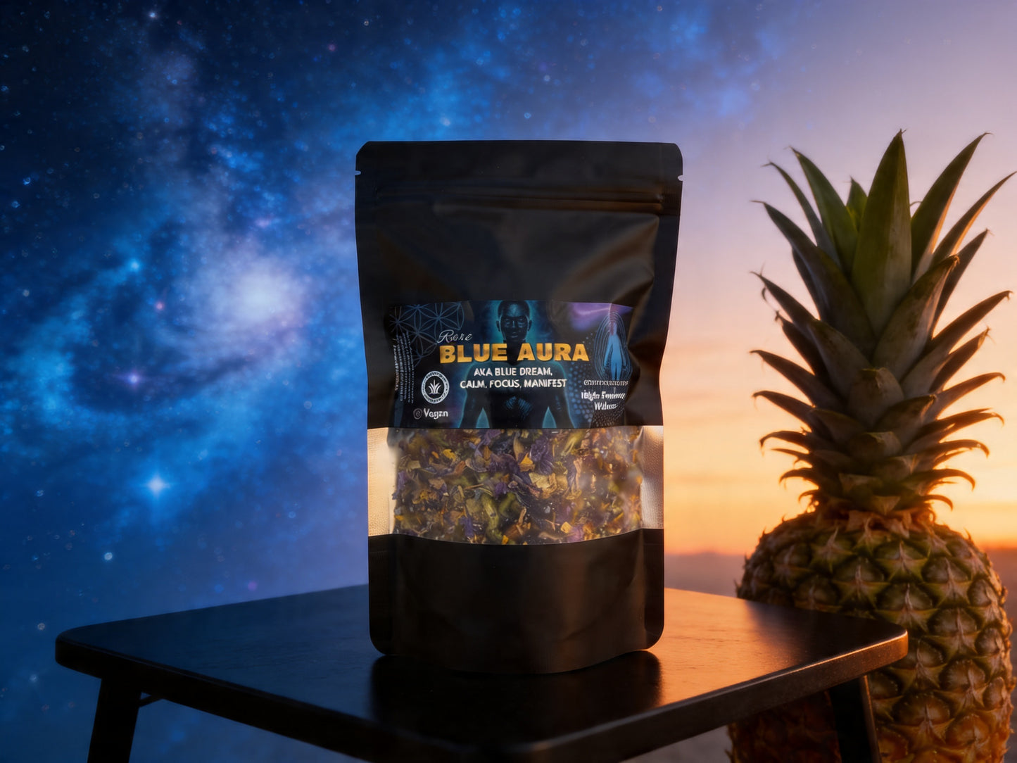 Blue Aura - Your Calm, Your Focus, Your Night Sedation - Three Blue Herbs