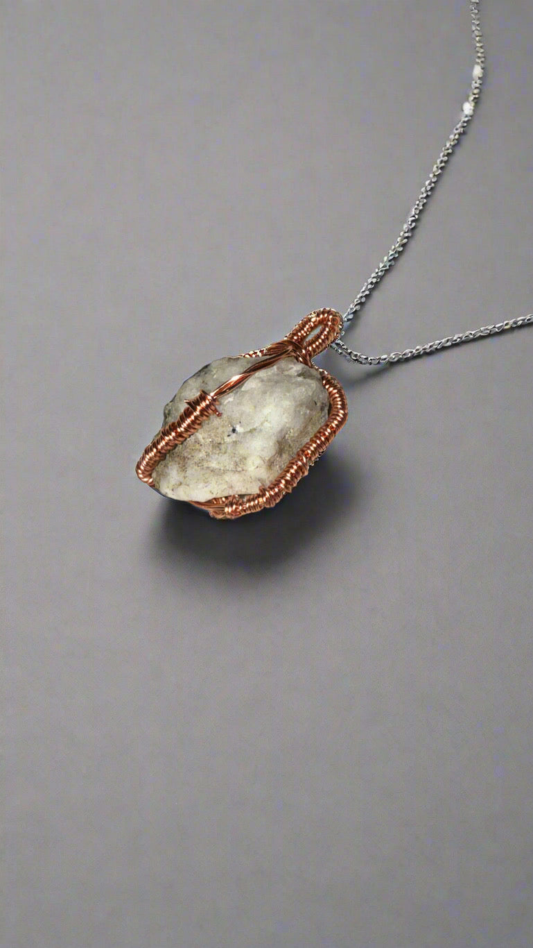 Beyond 5D Copper Wire Wrapped Moonstone Pendent (Emotional Comfort)
