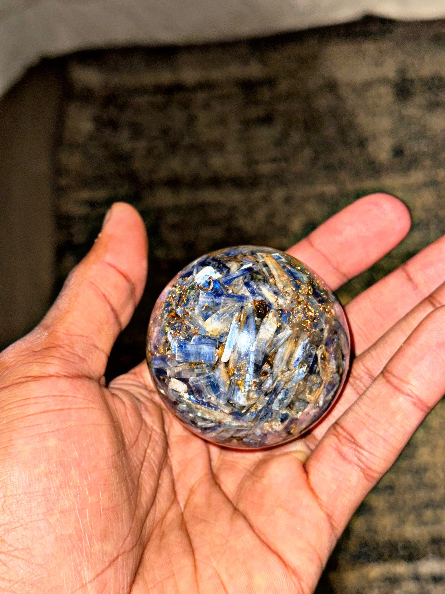 Blue Kyanite - Orgone Copper Charged Sphere (Rare)