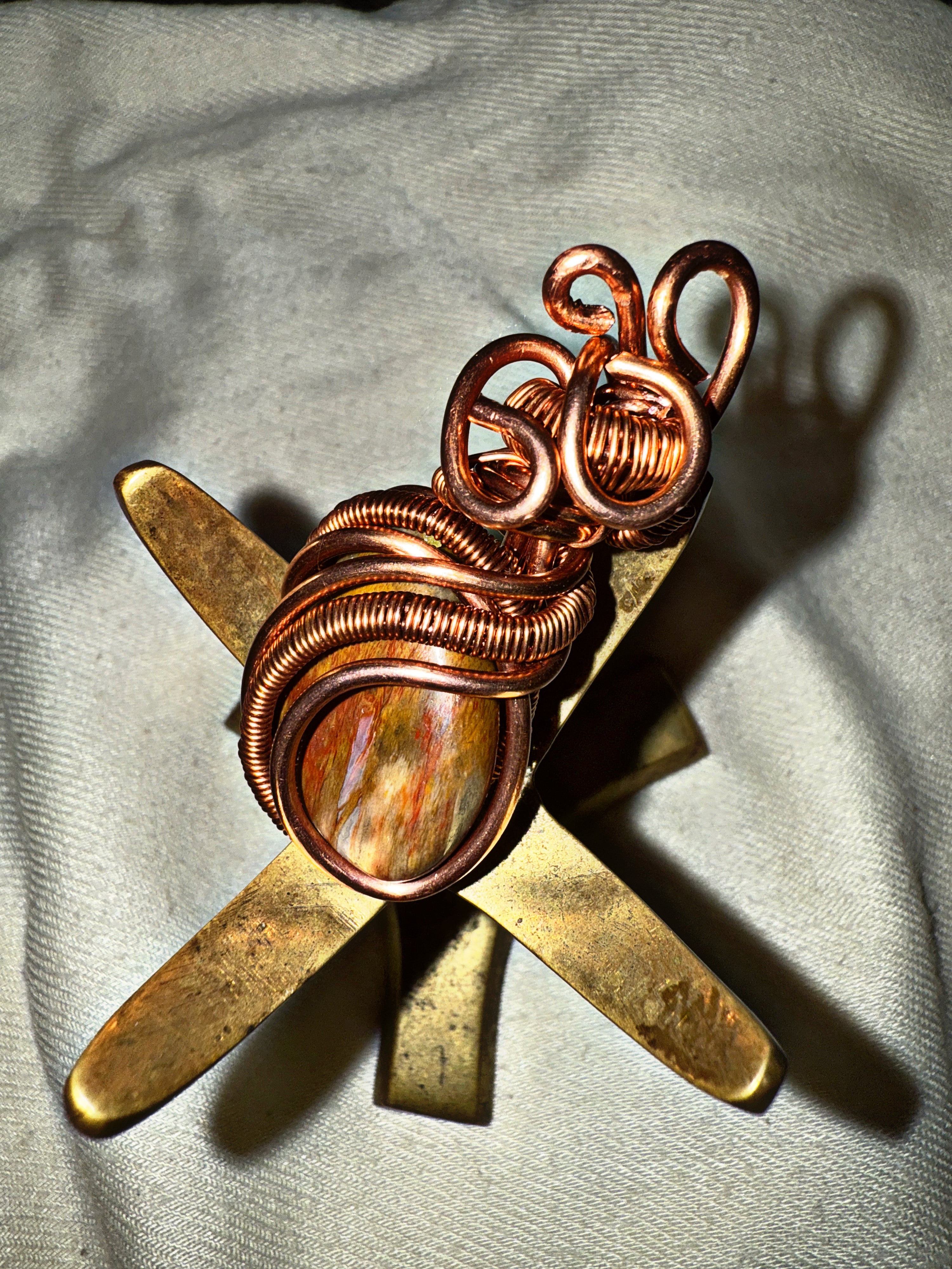 Petrified Wood Pendent - (Rare) Copper Wrapped & Charged - Builds Patience & Past Life