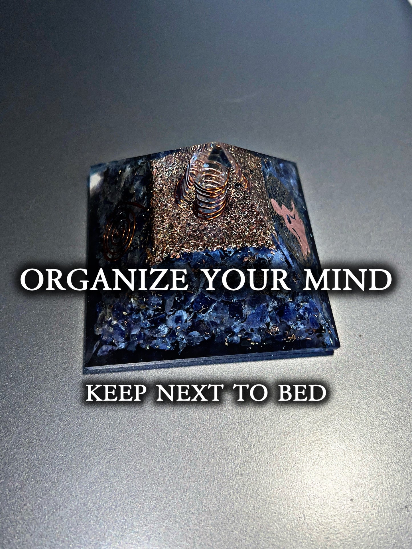 Iolite Sigil Copper Charged Orgone Crystal Generator & Pyramid (Rare) (Sends Your Intention Out)