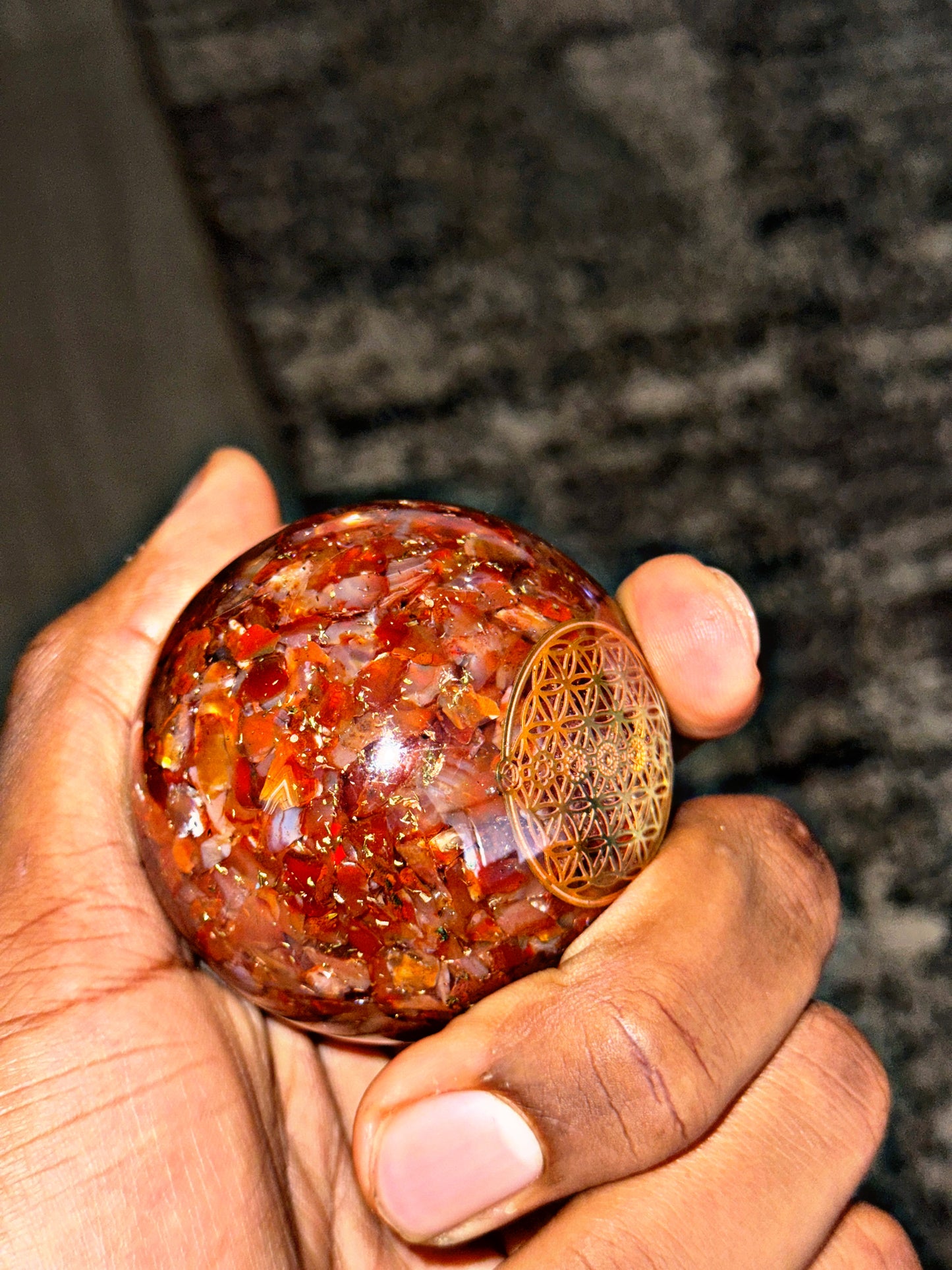 Carnelian - Orgone Copper Charged Sphere