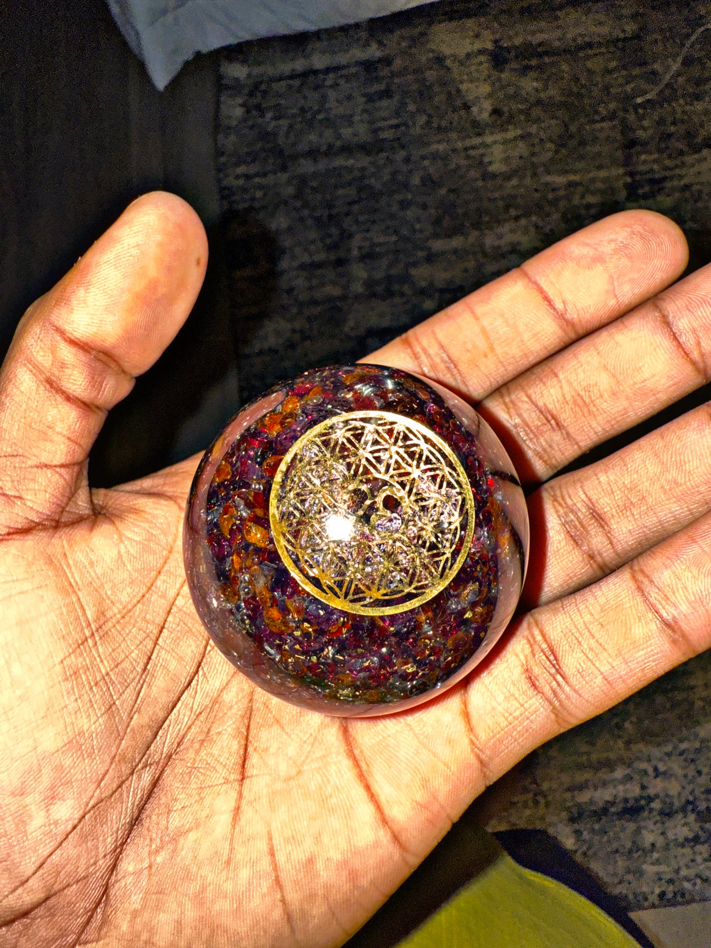 Red Garnet - Orgone Copper Charged Sphere