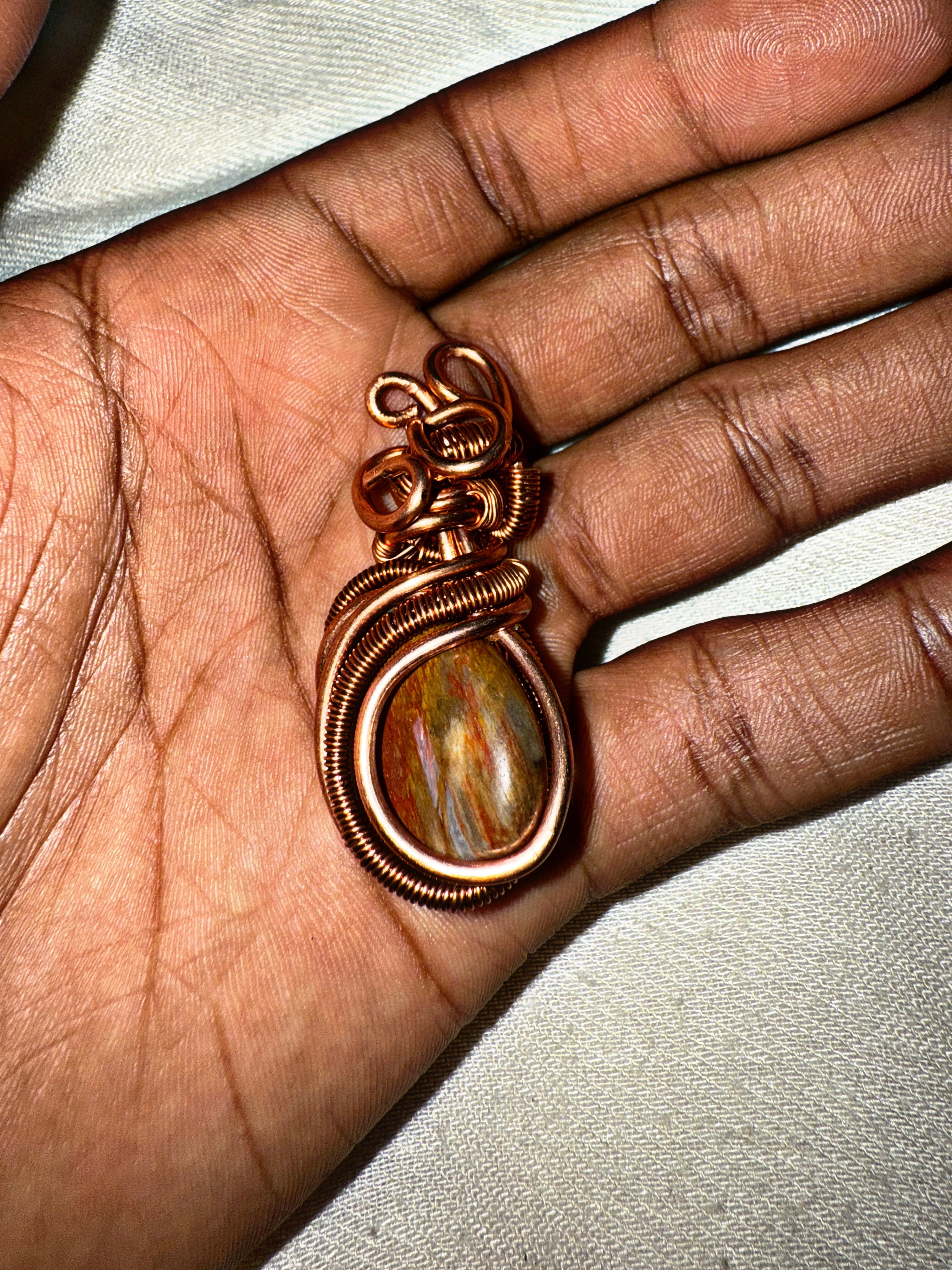 Petrified Wood Pendent - (Rare) Copper Wrapped & Charged - Builds Patience & Past Life