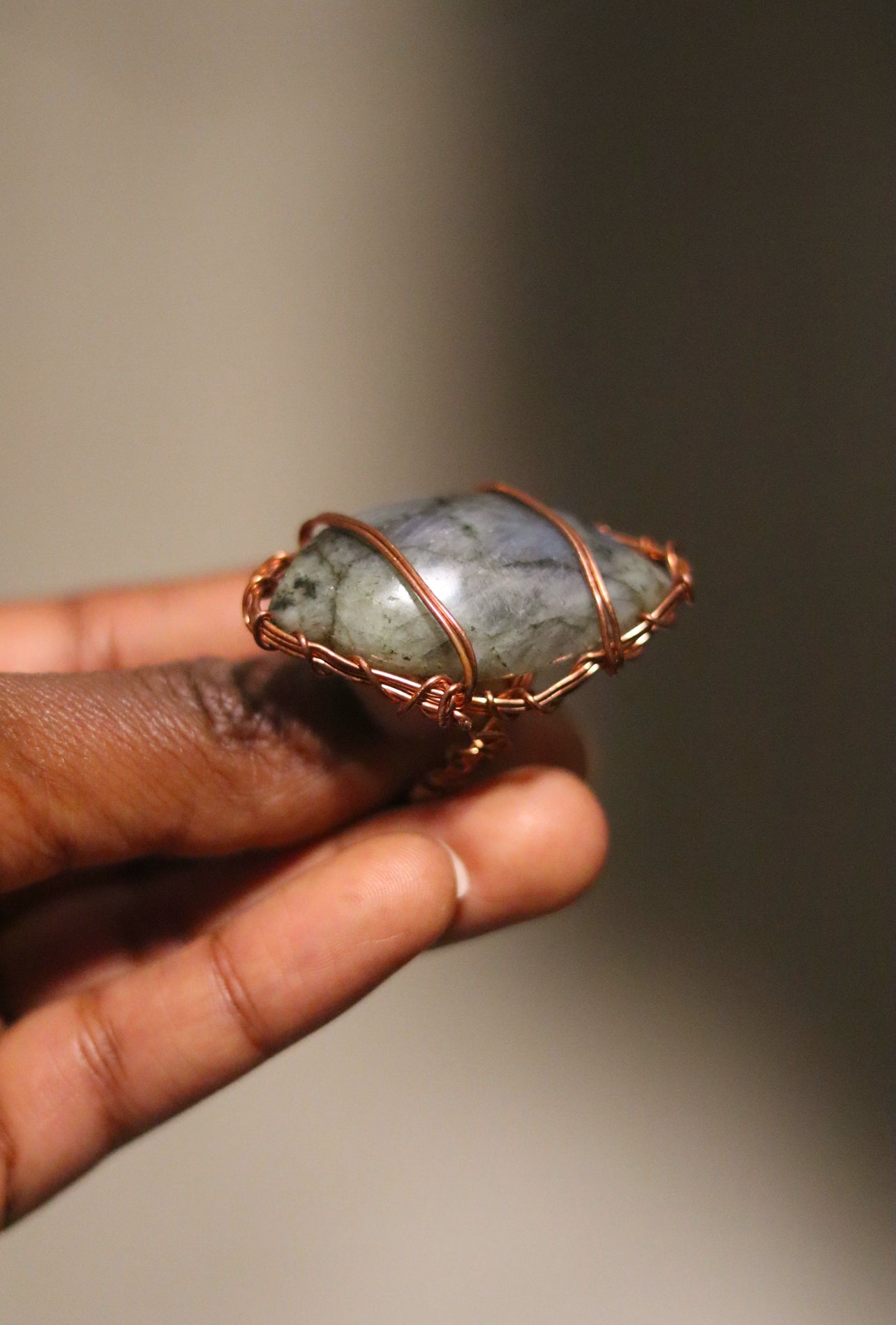 Labradorite Ring - Luxury Copper Wrapped Crafted Crystal Gift For Imagination & Protection