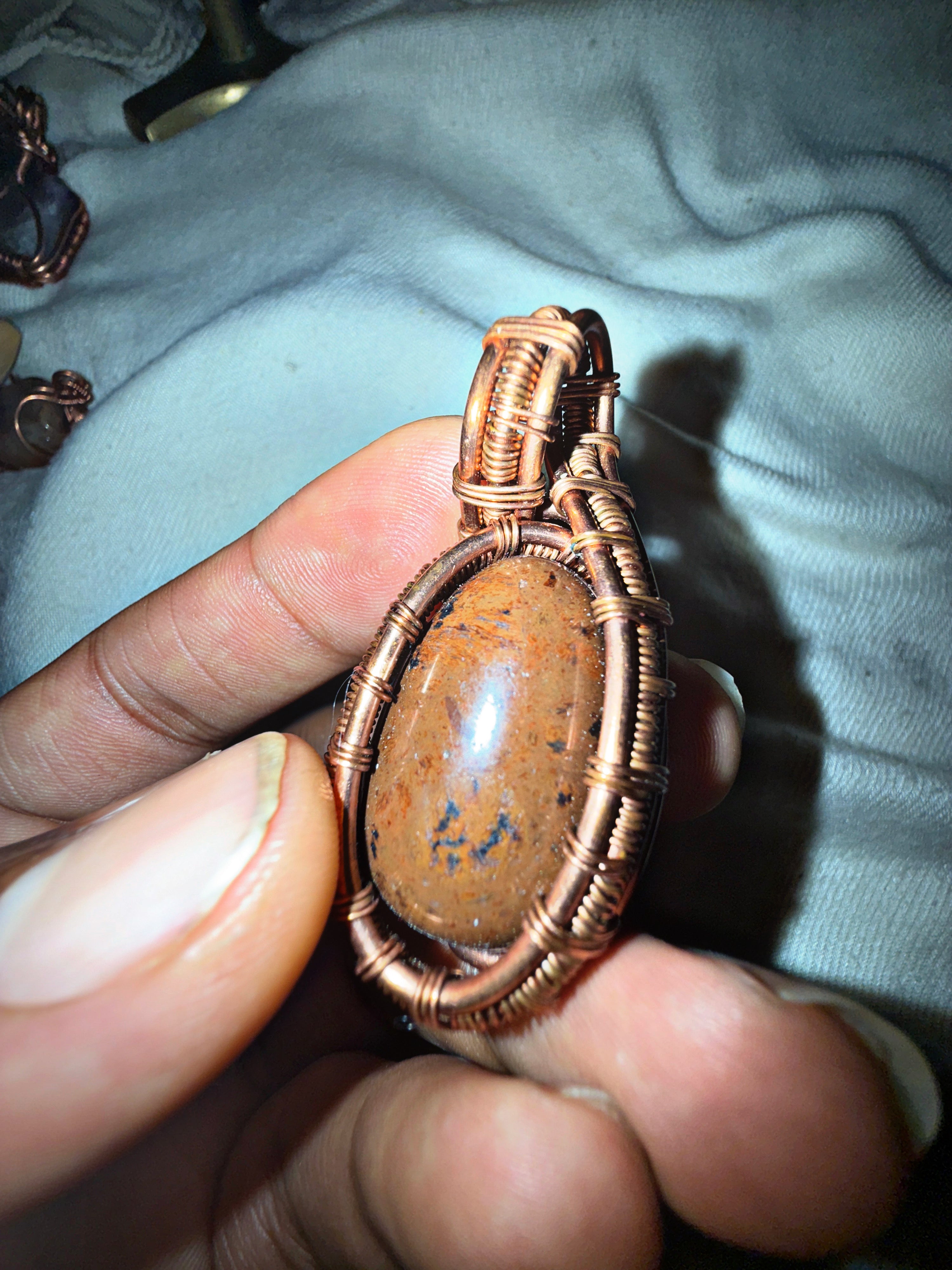 Brecciated Jasper Pendent - (Rare) Copper Wrapped & Charged - Builds Root Chakra