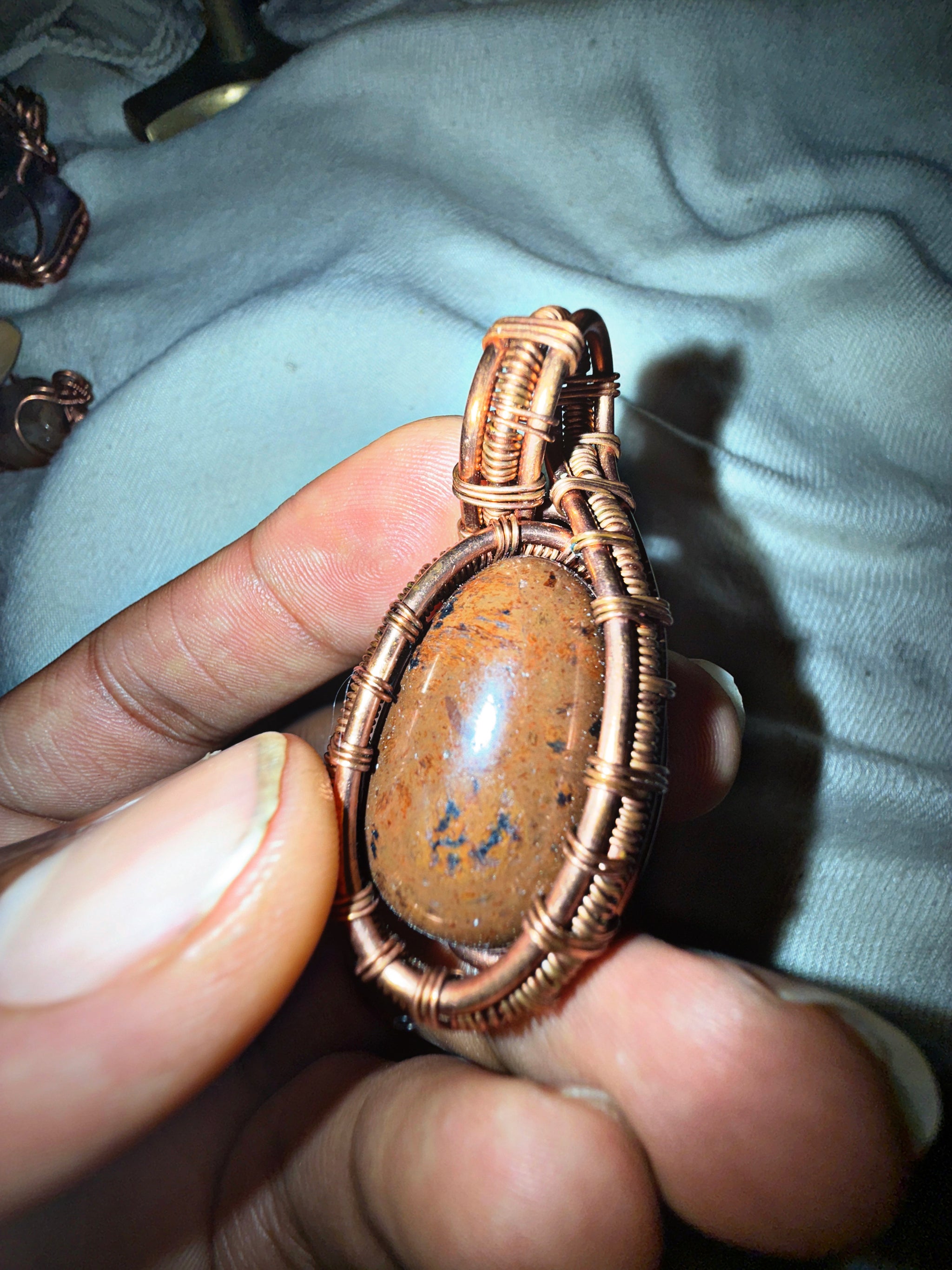 Brecciated Jasper Pendent - (Rare) Copper Wrapped & Charged - Builds Root Chakra