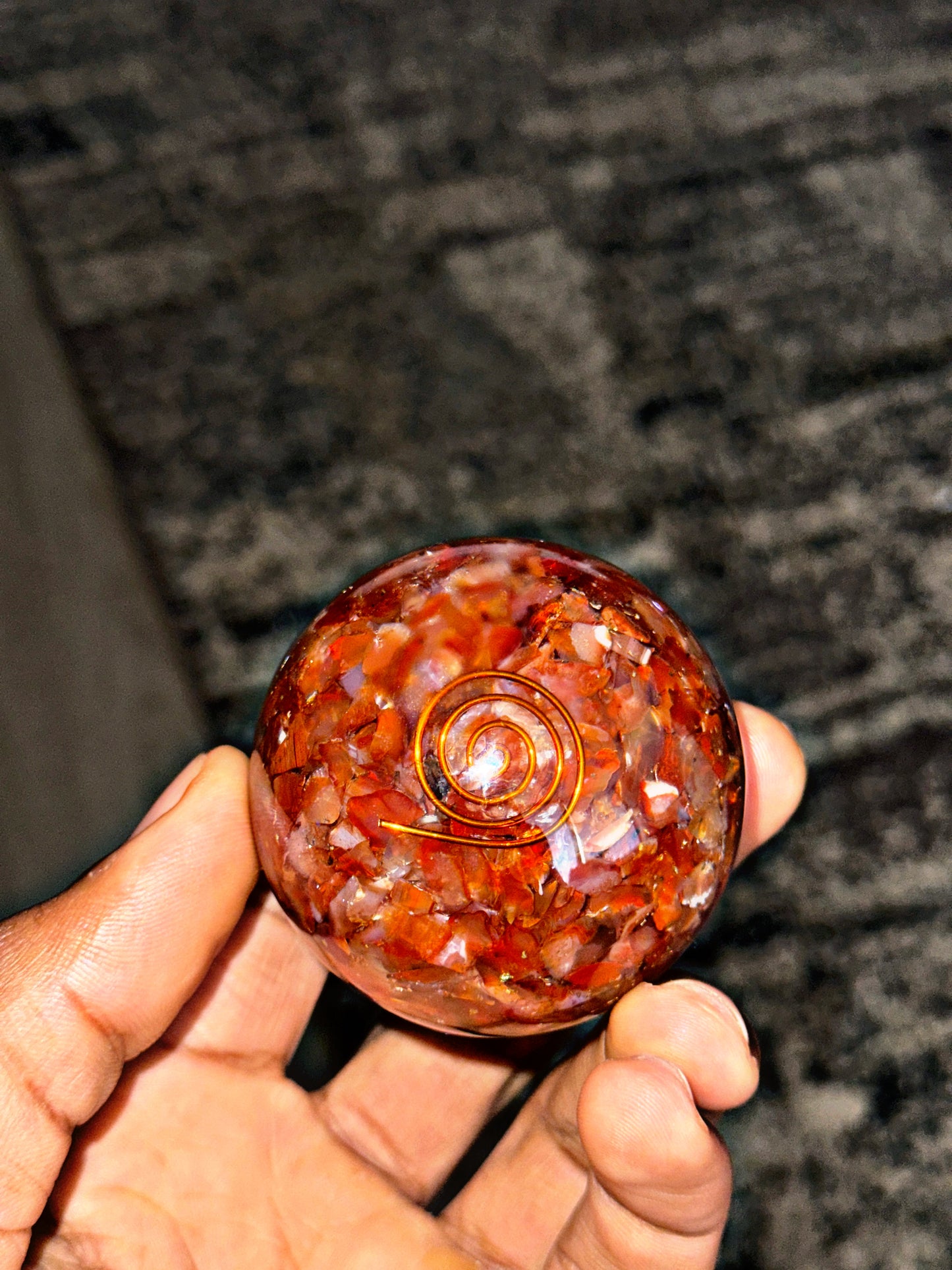 Carnelian - Orgone Copper Charged Sphere