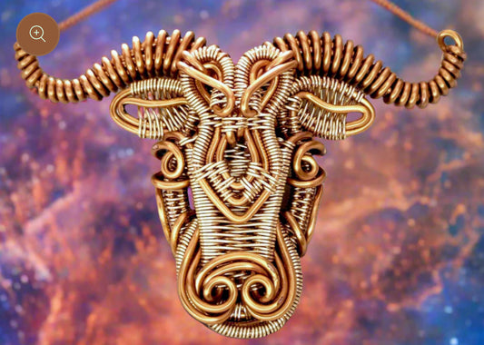 100% Pure Copper Zodiac Sign Pendent (Very Rare) (Comes With Copper Chain)