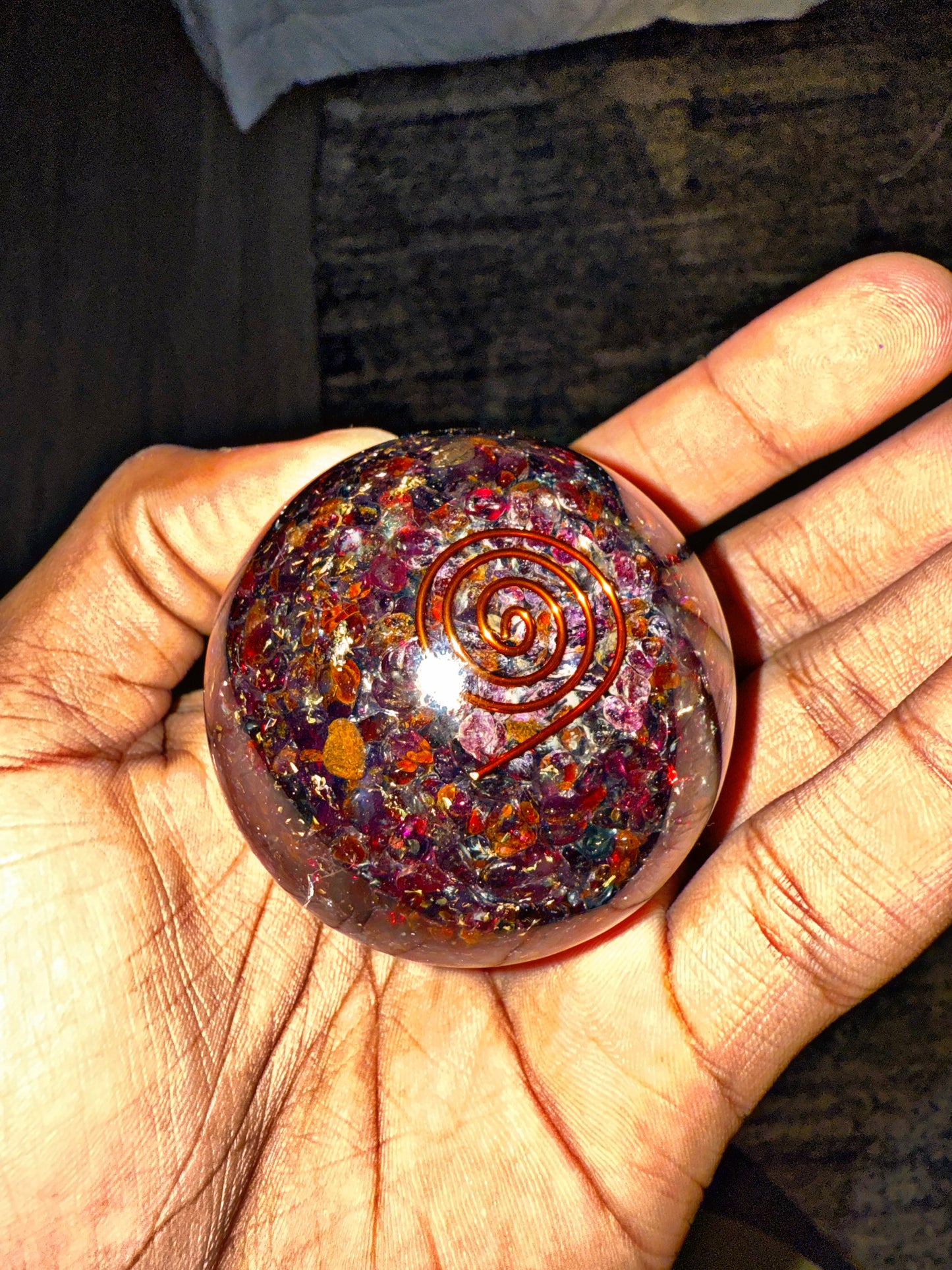 Red Garnet - Orgone Copper Charged Sphere