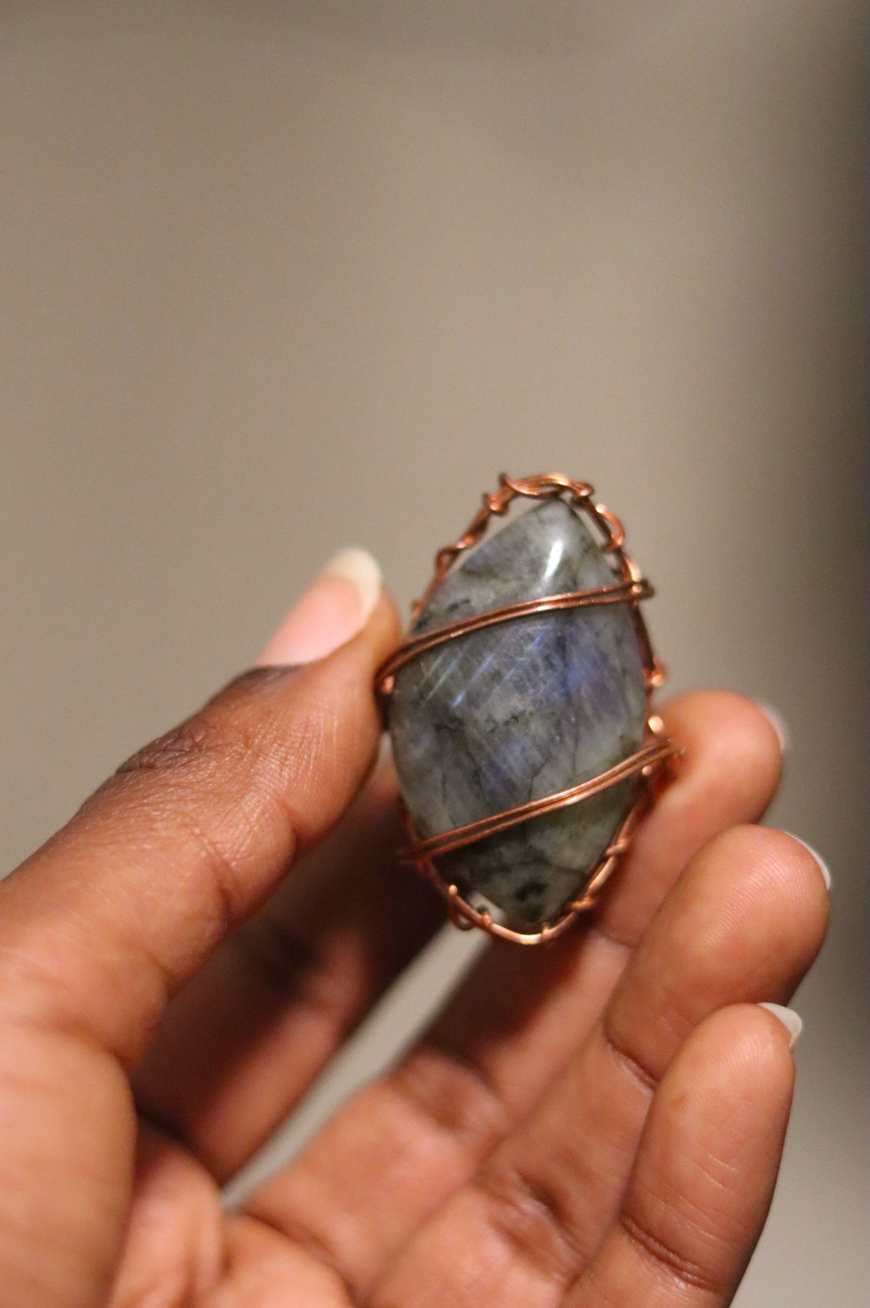 Labradorite Ring - Luxury Copper Wrapped Crafted Crystal Gift For Imagination & Protection