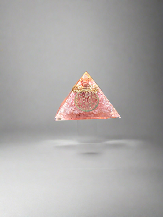 Rose Quartz Sigil Copper Charged Orgone Crystal Generator & Pyramid (Rare)
