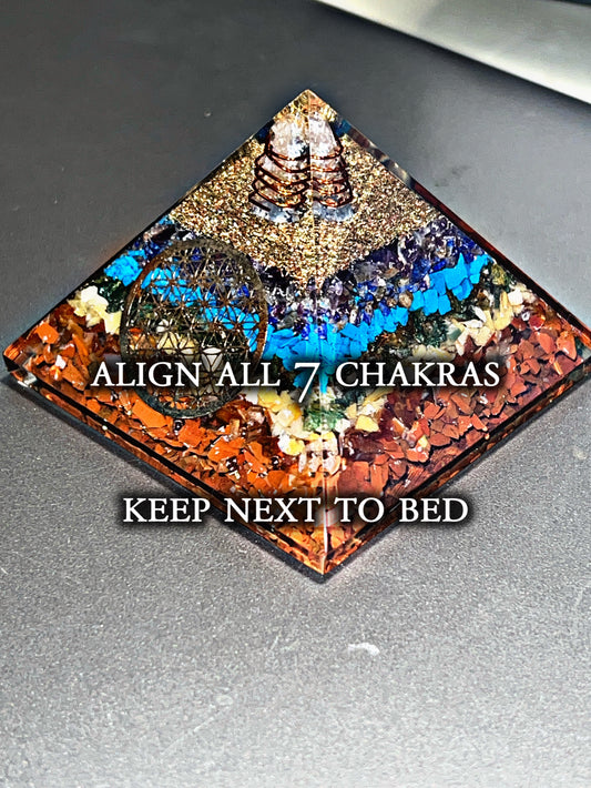 7 Chakra Sigil Copper Charged Orgone Crystal Generator & Pyramid (Rare) (Sends Creative intentions to the universe)