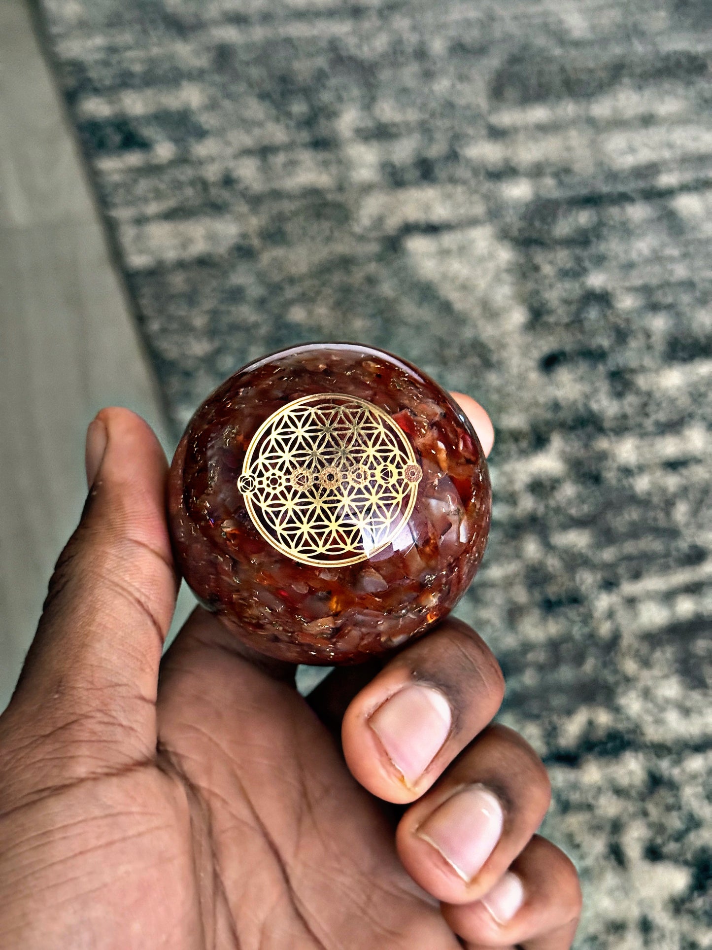 Carnelian - Orgone Copper Charged Sphere