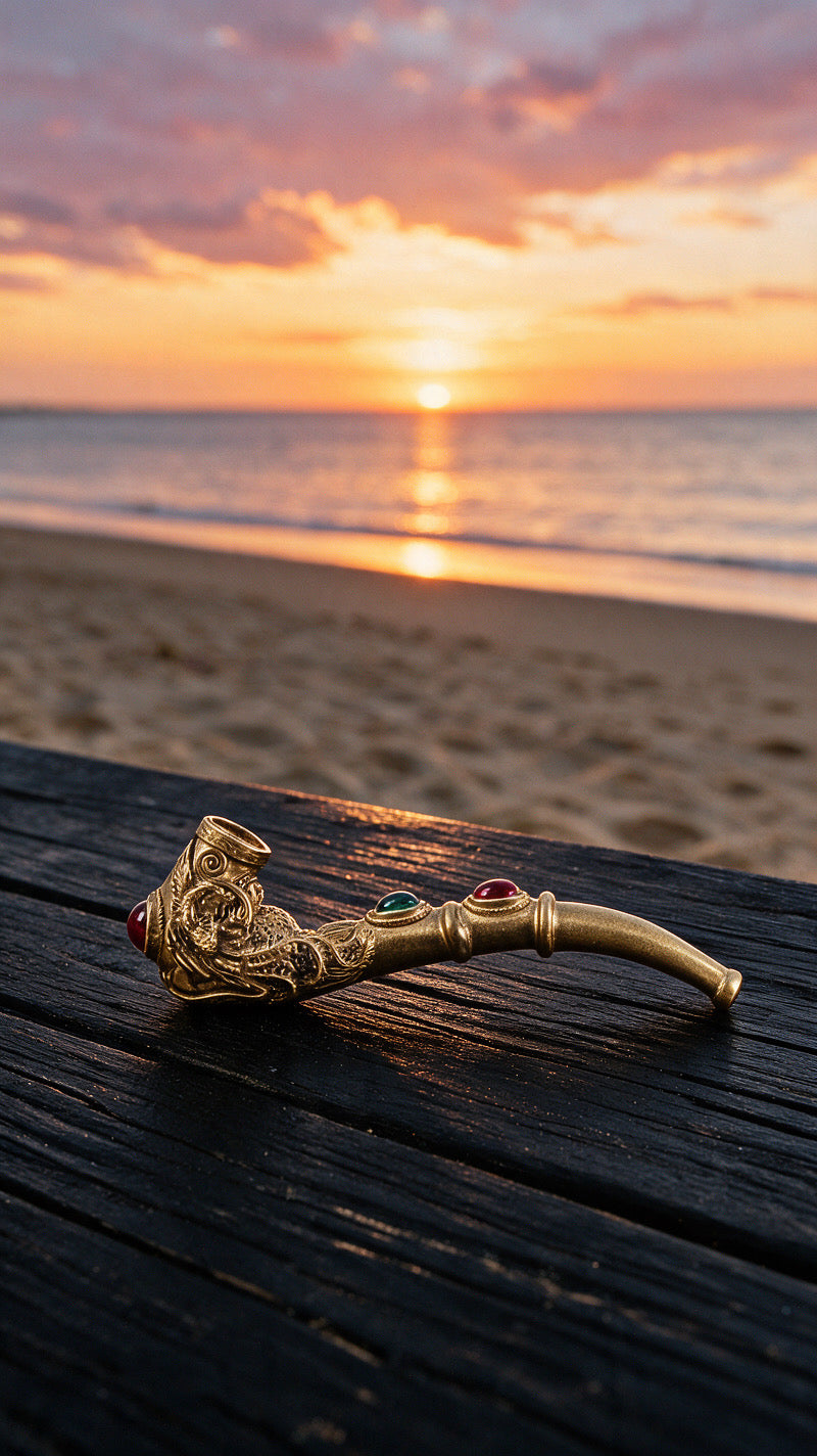 Sacred Dragon Meditation Pipe – With Ruby & Emerald Accents
