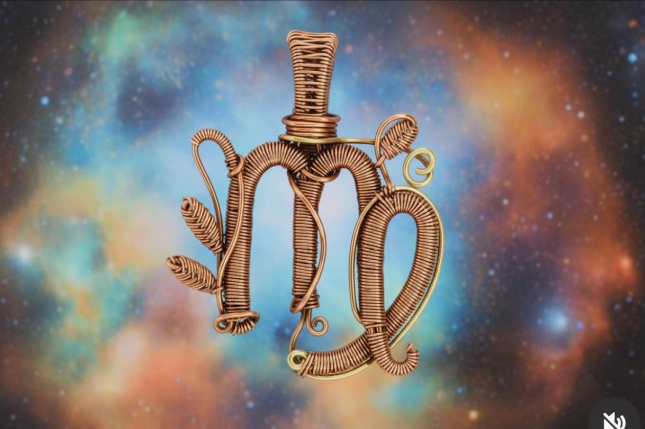 100% Pure Copper Zodiac Sign Pendent (Very Rare) (Comes With Copper Chain)