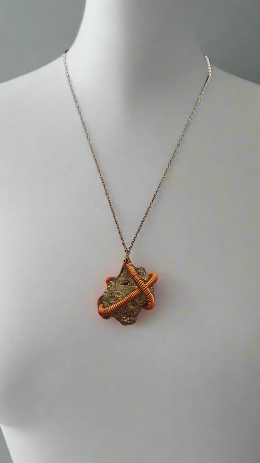 Pyrite Wire Wrapped Copper Necklace Chain (Powerful For Financial Confidence & Drawing
Wealth)