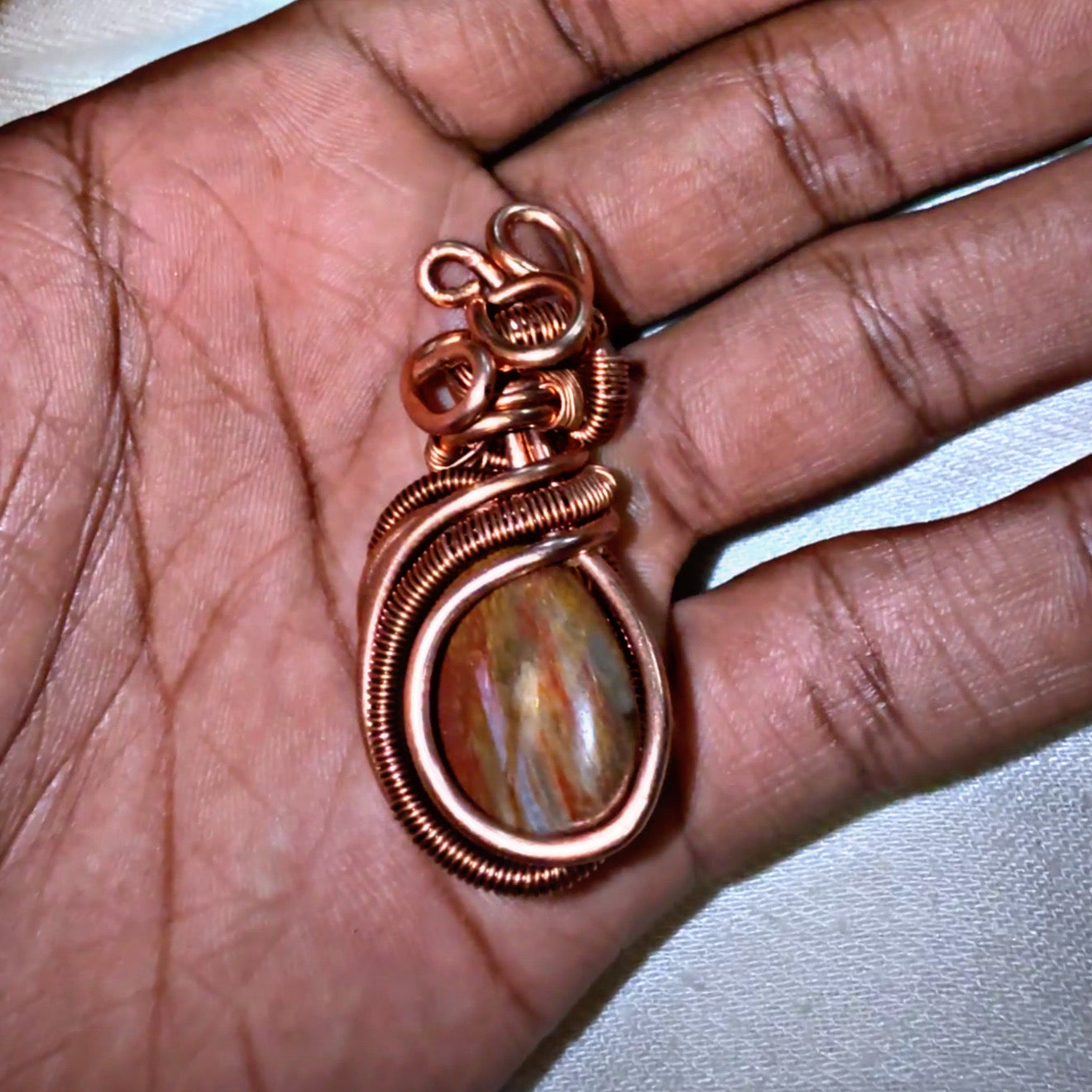 Petrified Wood Pendent - (Rare) Copper Wrapped & Charged - Builds Patience & Past Life