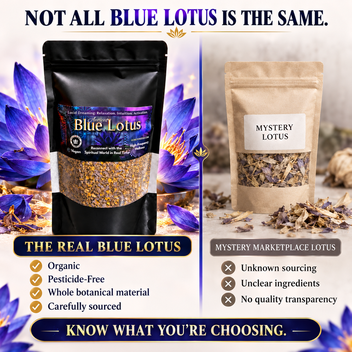Egyptian Blue Lotus - Pesticide Free - Organic Grade (2oz)