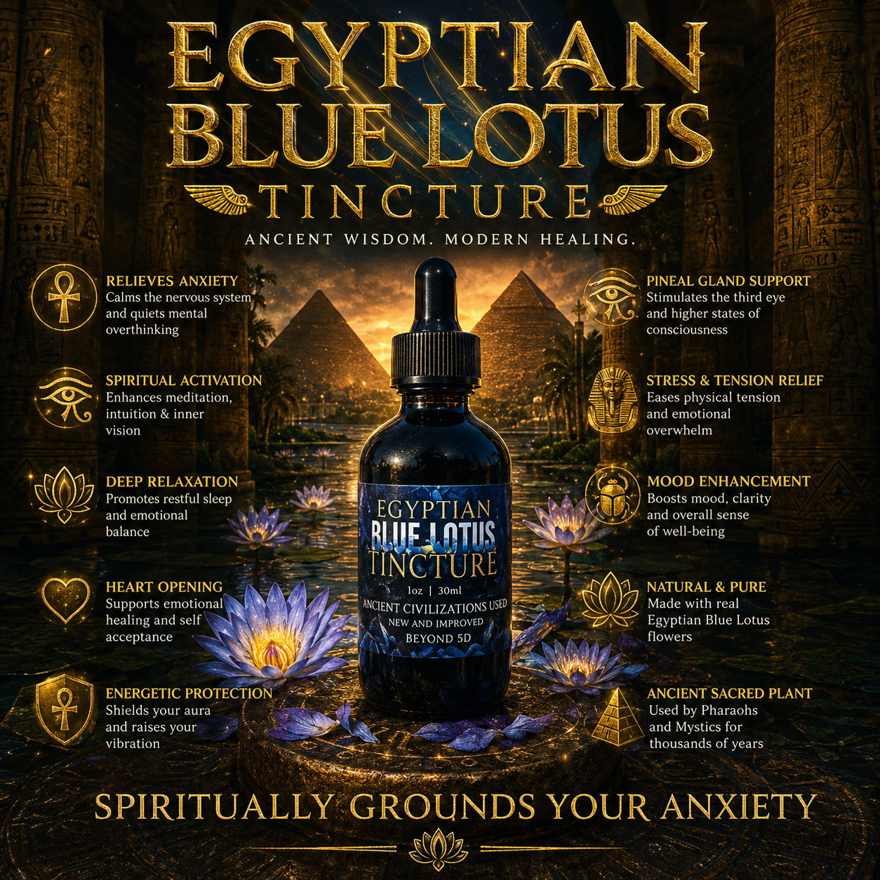 Egyptian Blue Lotus Tincture | Ancient Herbal Extract | New & Improved