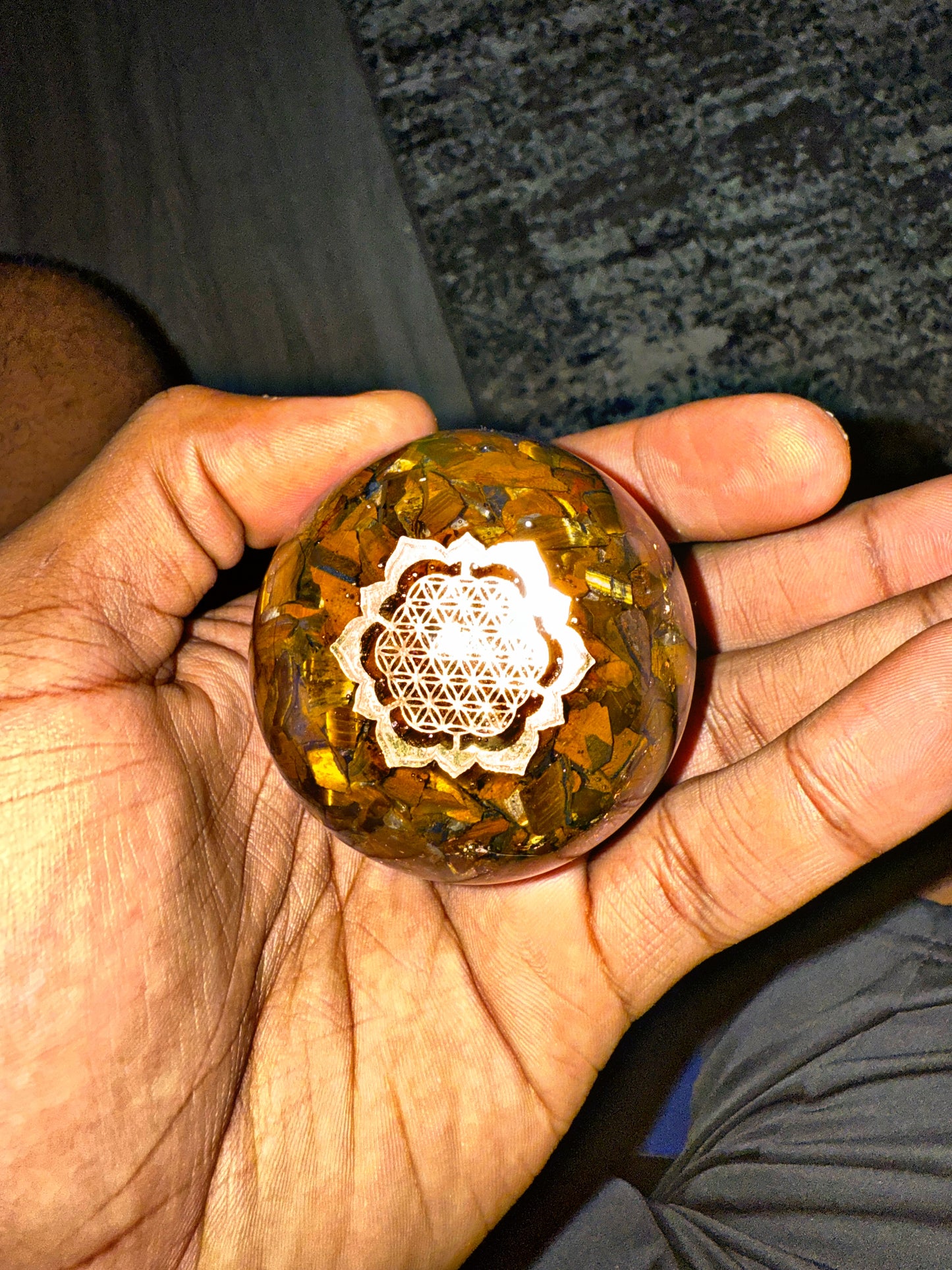 Tigers Eye - Orgone Copper Charged Sphere - Confidence - Money - Masculinity