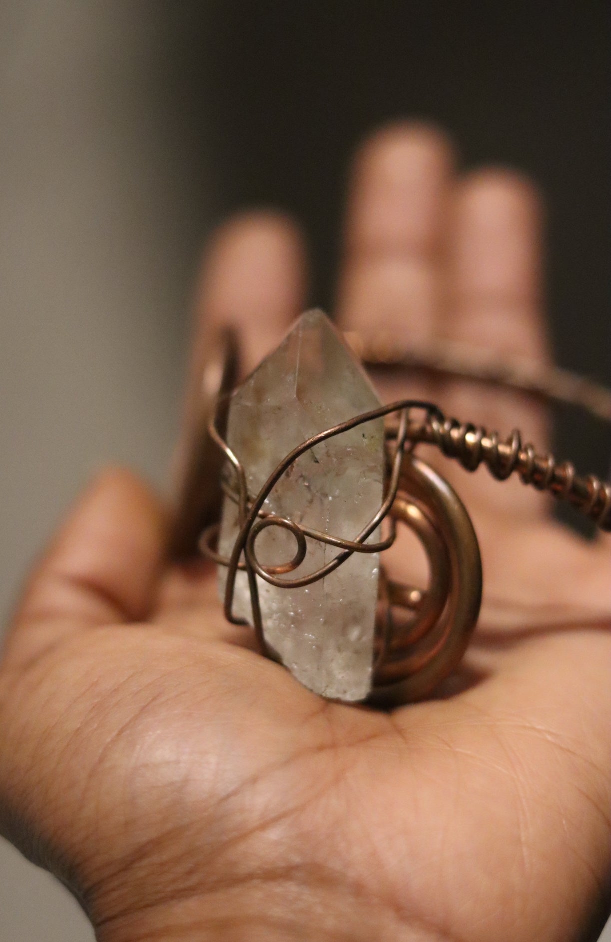 Clear Quartz Bracelet- Luxury Copper Wrapped Crafted Crystal Gift For Heart, Protection & Leadership