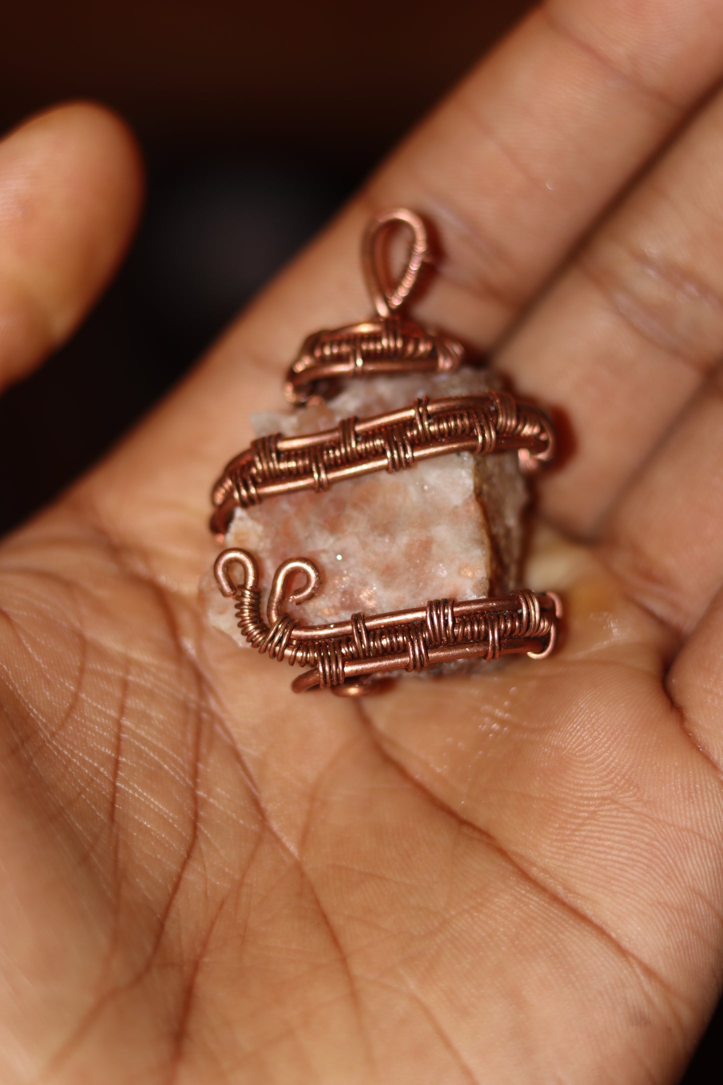 Luxury Copper Wrapped Sunstone Crystal