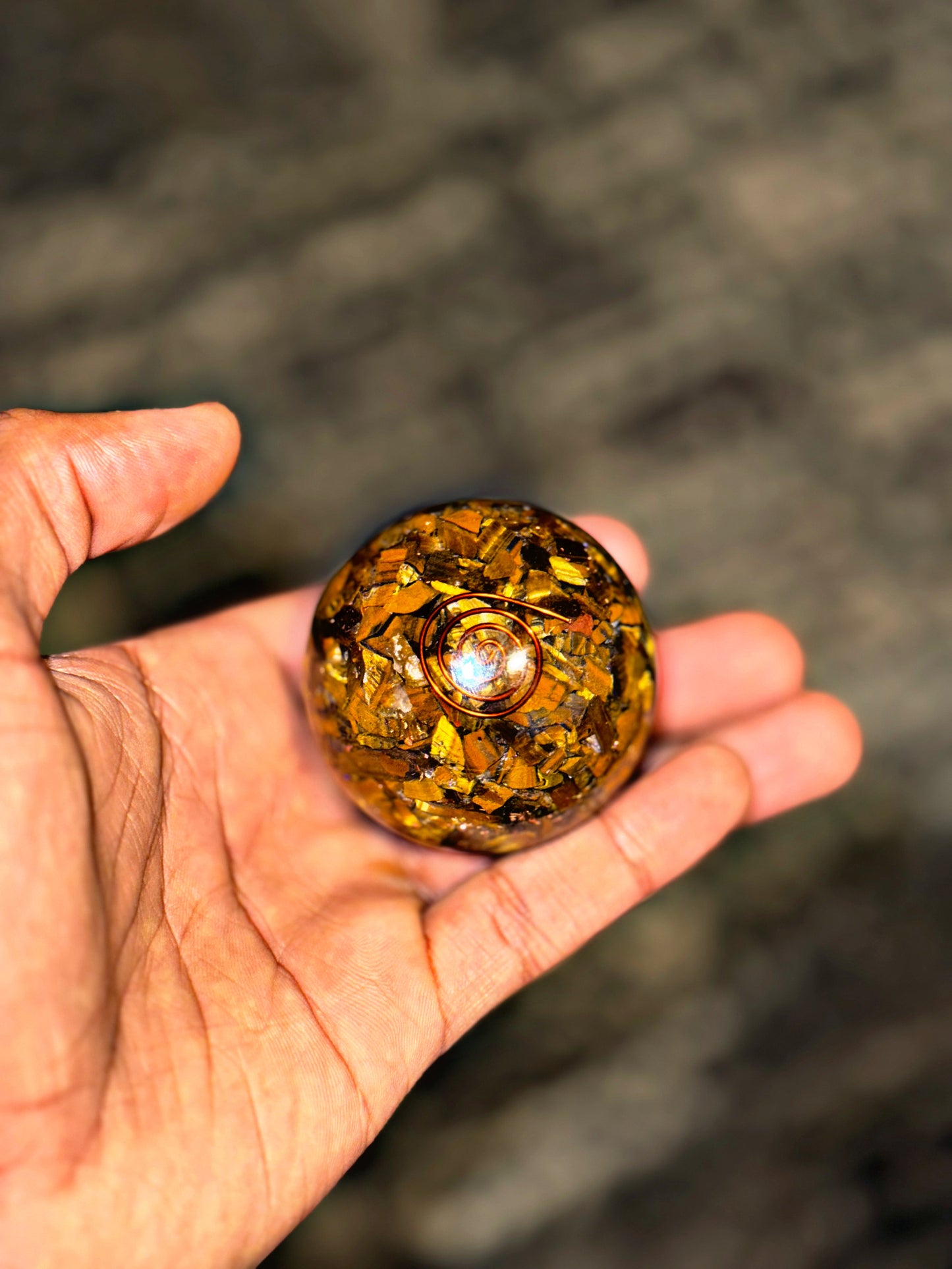 Tigers Eye - Orgone Copper Charged Sphere - Confidence - Money - Masculinity