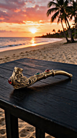 Sacred Dragon Meditation Pipe – With Ruby & Emerald Accents