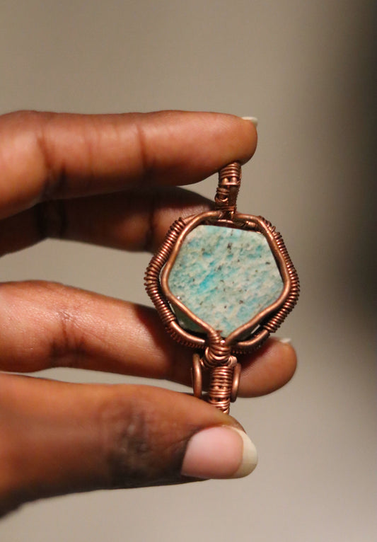 Amazonite - Luxury Copper Wrapped Crafted Crystal Gift For Harmony & Communication