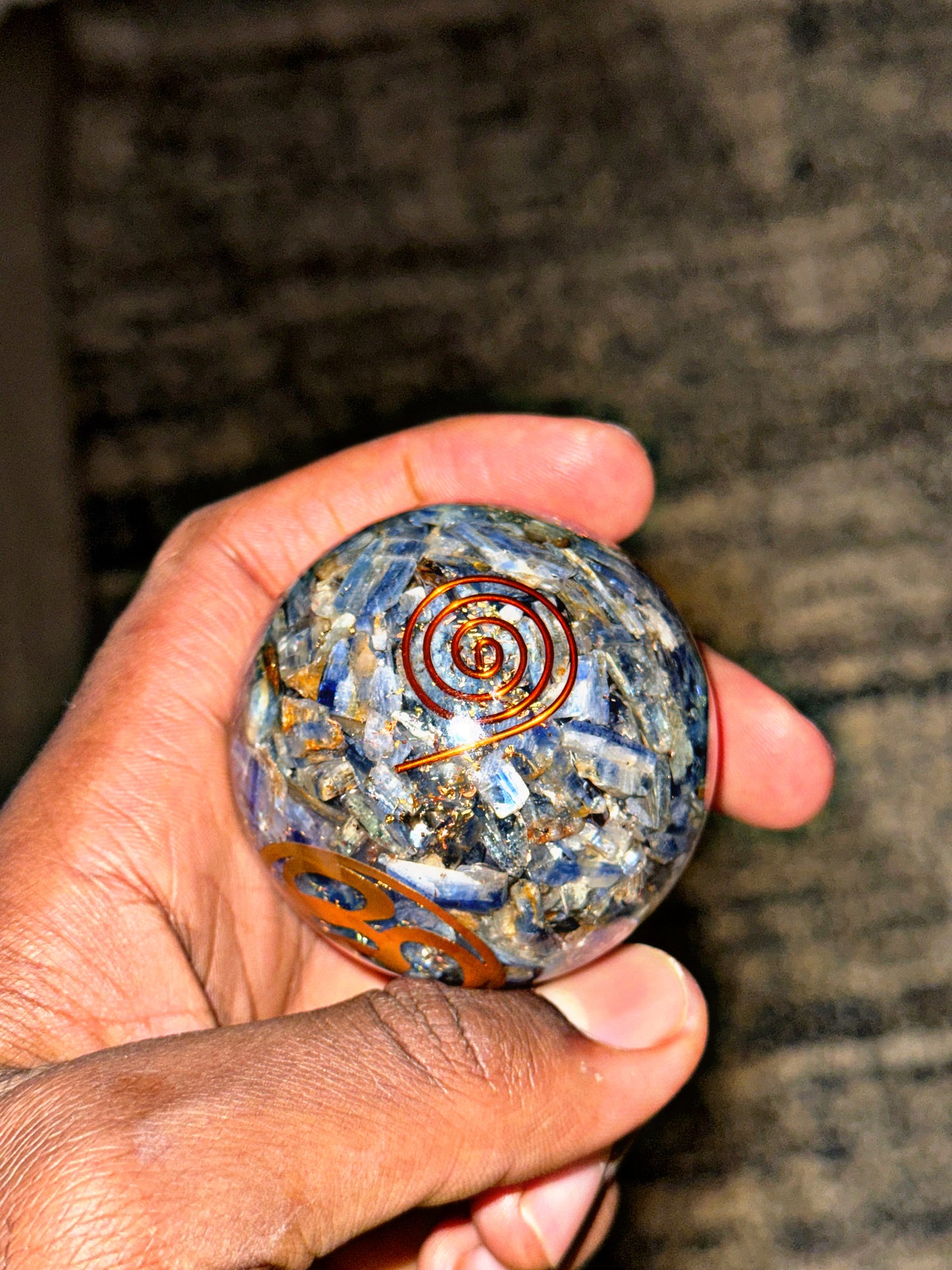 Blue Kyanite - Orgone Copper Charged Sphere (Rare)