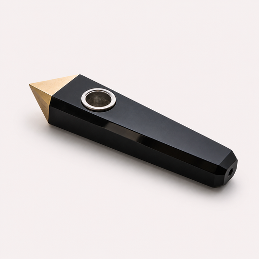 Black Obsidian Crystal Smoke Pipe – Grounding Stone Pipe for Herbs