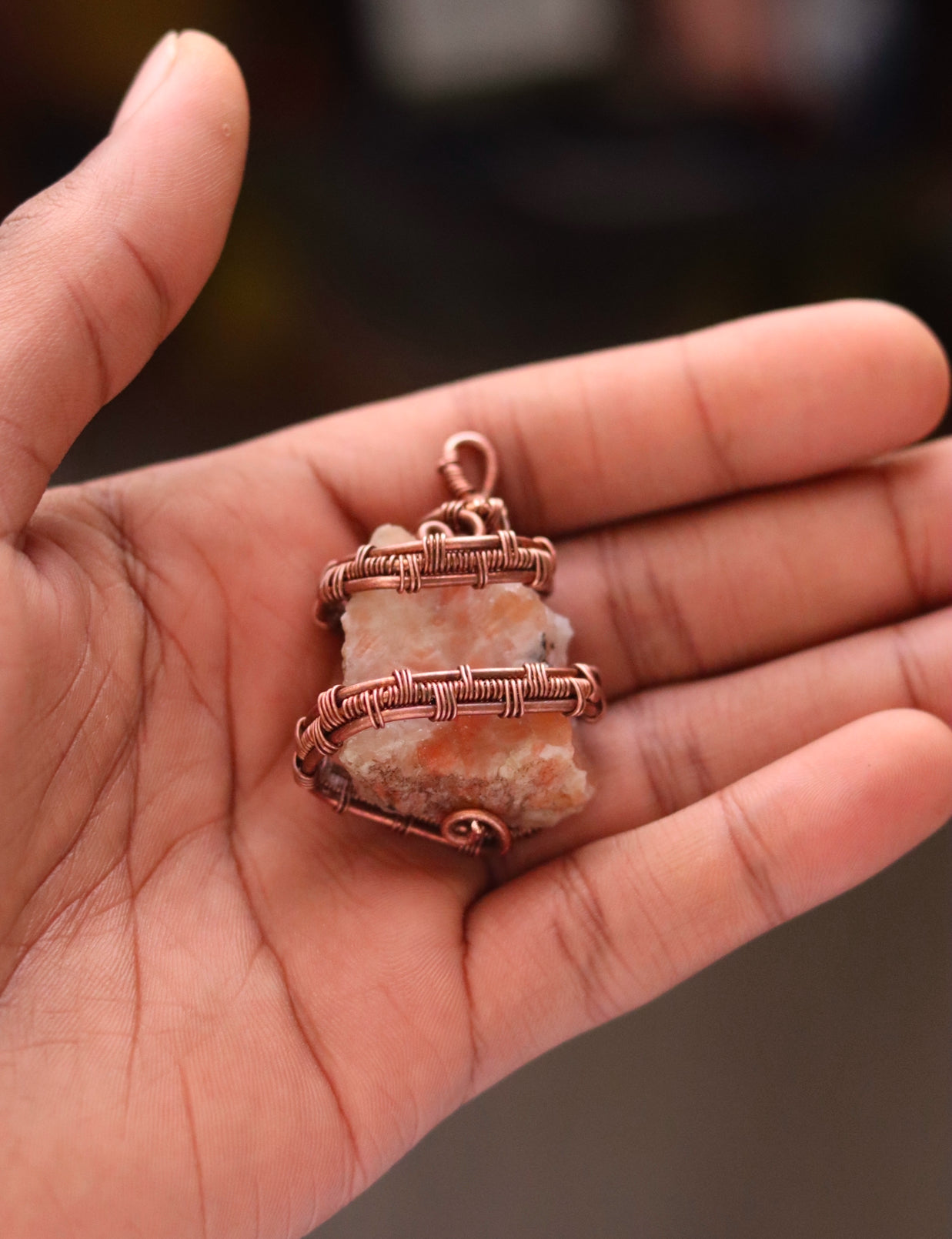 Luxury Copper Wrapped Sunstone Crystal