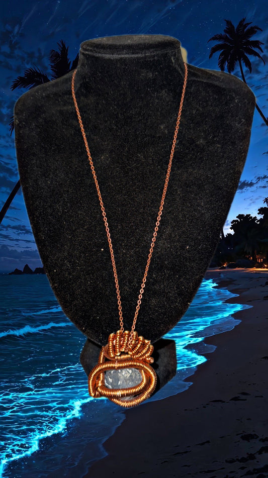 Beyond 5D Copper Wire Wrapped Celestine Crystal Jewelry Chain (Rare)