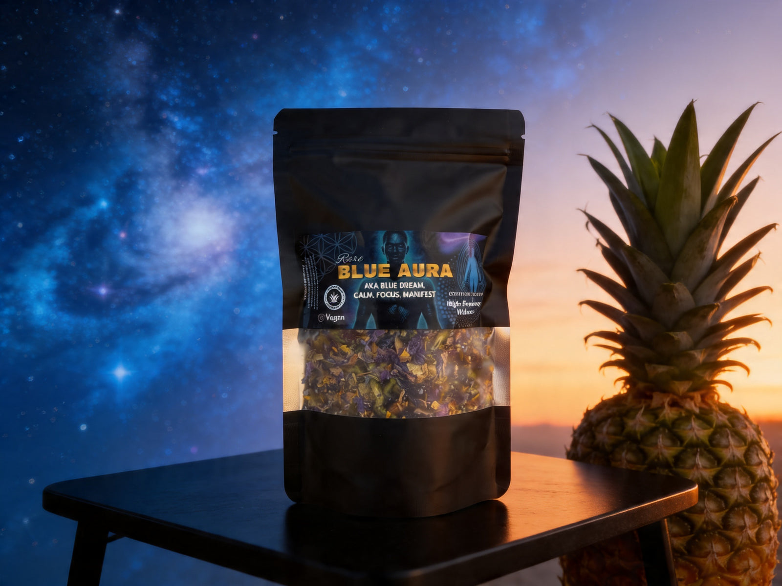 Blue Aura - Your Calm, Your Focus, Your Night Sedation - Three Blue Herbs