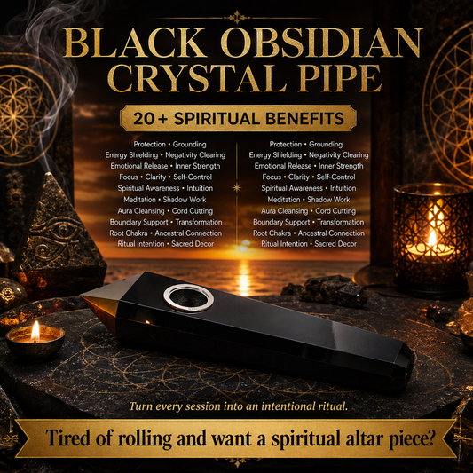 Black Obsidian Crystal Smoke Pipe – Grounding Stone Pipe for Herbs