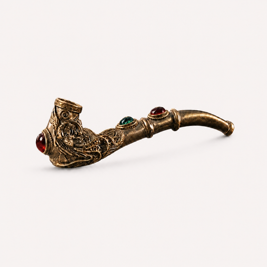 Sacred Dragon Meditation Pipe – With Ruby & Emerald Accents
