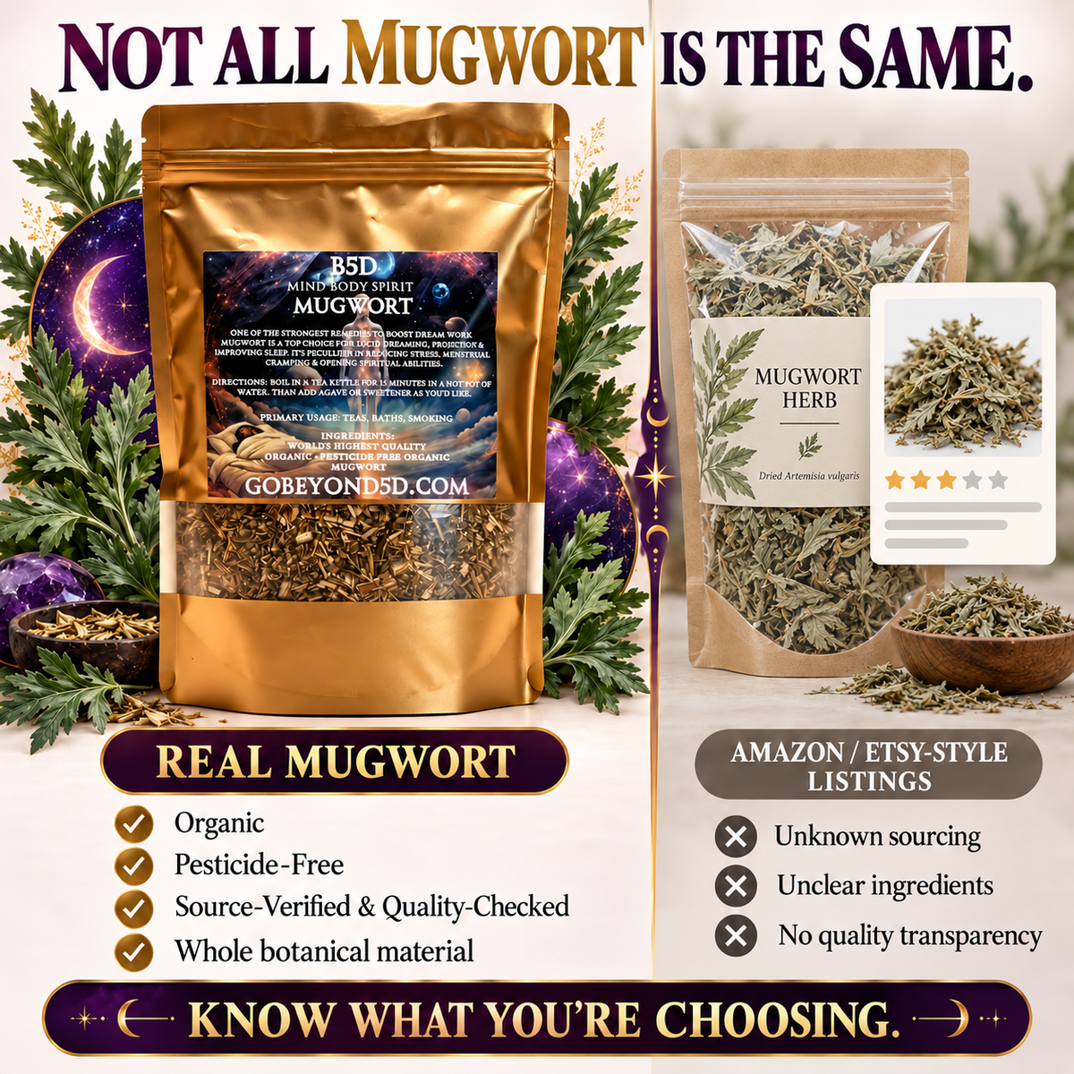 Organic Dried Mugwort Herb – Cut & Sifted Loose Leaf for Tea & Rituals