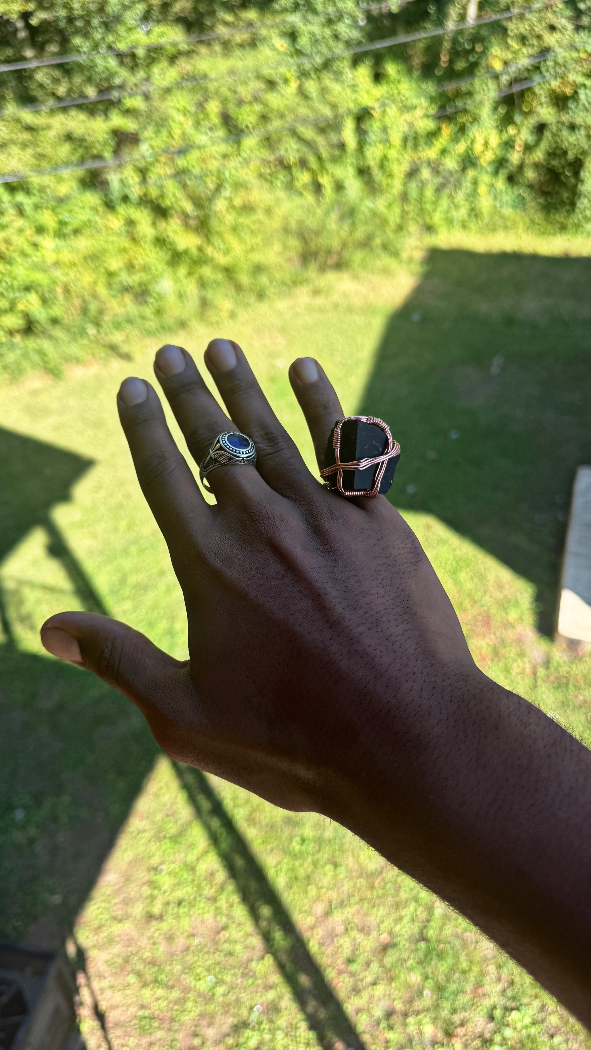 Beyond 5D Copper Wire Wrapped Black Obsedian Ring (Very Rare) (EMF)