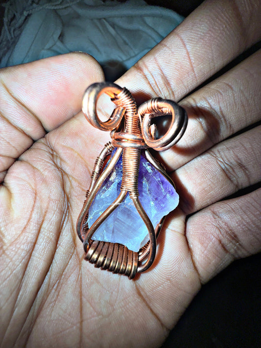 Amethyst Pendent - (Rare) Copper Wrapped & Charged - Builds Wisdom & Peace