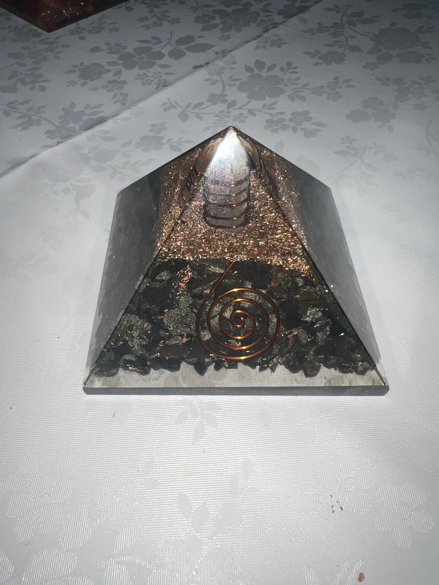 Pyrite Sigil Copper Charged Orgone Crystal Generator & Pyramid (Rare) Sends Money Signals